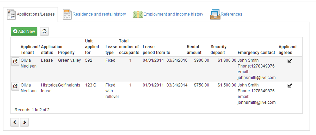 online rental property manager managing applicants tenants rental records